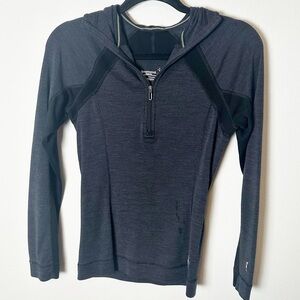 Smartwool Merino Wool 250 Hoodie Quarter Zip Charcoal Grey Black Extra Small